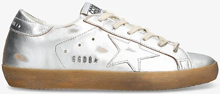 Womens Silver Superstar 70100 Metallic Leather Low-Top Trainers Eur 39 / 6 Uk Women
