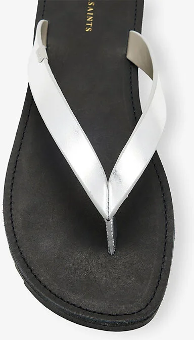 Womens Silver Sydney Leather Flip Flops Eur 40 / 7 Uk Women - Image 2