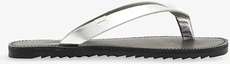 Womens Silver Sydney Leather Flip Flops Eur 40 / 7 Uk Women