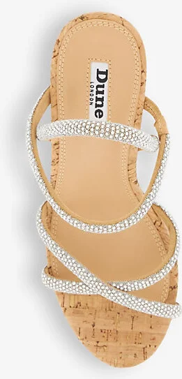 Womens Silver-Synthetic Kali Crystal-Embellished Wedge Cork Espadrilles Eur 36 / 3 Uk Women - Image 2