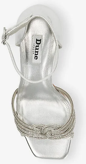 Womens Silver Synthetic Militant Embellished Faux-Leather Heeled Sandals Eur 36 / 3 Uk Women - Image 2