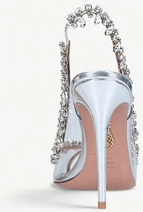Womens Silver Temptation Crystal Embellished Leather and PVC Sandals Eur 36.5 / 3.5 Uk Women - Image 2