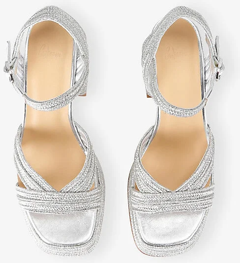 Womens Silver Valle Woven Heeled Sandals Eur 36 / 3 Uk Women - Image 2