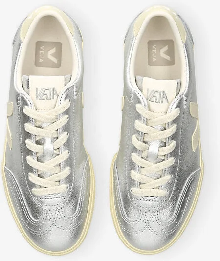 Womens Silver Volley Metallic Low-Top Leather Trainers Eur 41 / 8 Uk Women - Image 2