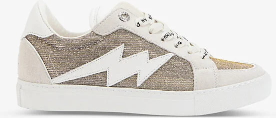 Womens Silver Zv1747 Glittery Suede-Blend Trainers Eur 37 / 4 Uk Women