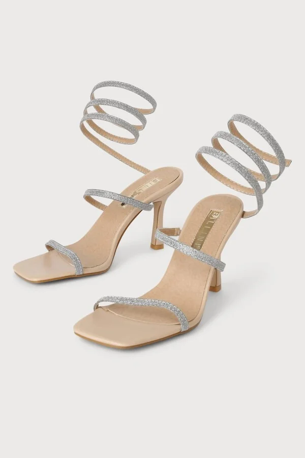 Women's Simi Glitter High Heel Sandals In Light Nude