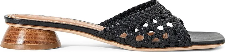 Women's Simone Crochet 35MM Leather Sandals - Black - Size 6.5