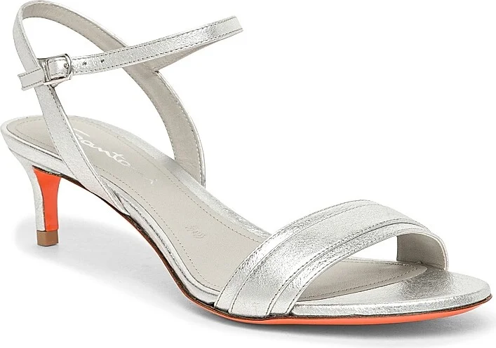 Women's Sirolo 45MM Metallic Leather Kitten-Heel Sandals - Silver - Size 7 - Image 2
