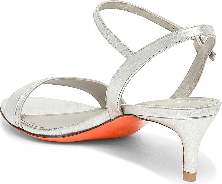 Women's Sirolo 45MM Metallic Leather Kitten-Heel Sandals - Silver - Size 7 - Image 4