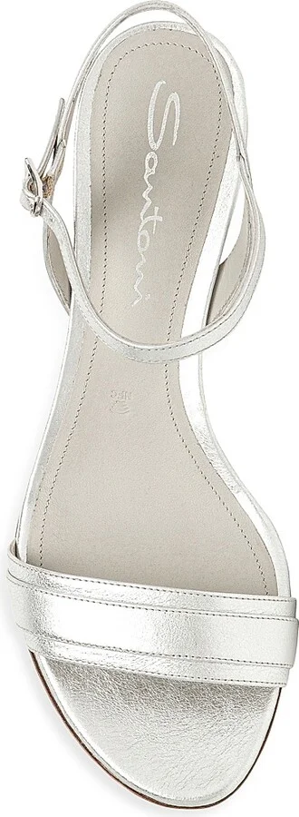Women's Sirolo 45MM Metallic Leather Kitten-Heel Sandals - Silver - Size 7 - Image 5