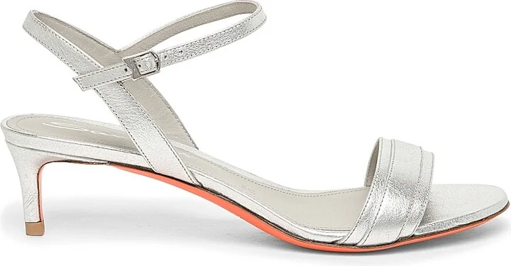 Women's Sirolo 45MM Metallic Leather Kitten-Heel Sandals - Silver - Size 7