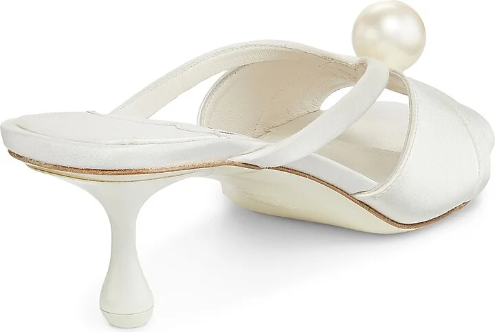 Women's Siva 50MM Satin Mules - Ivory White - Size 5 - Image 3