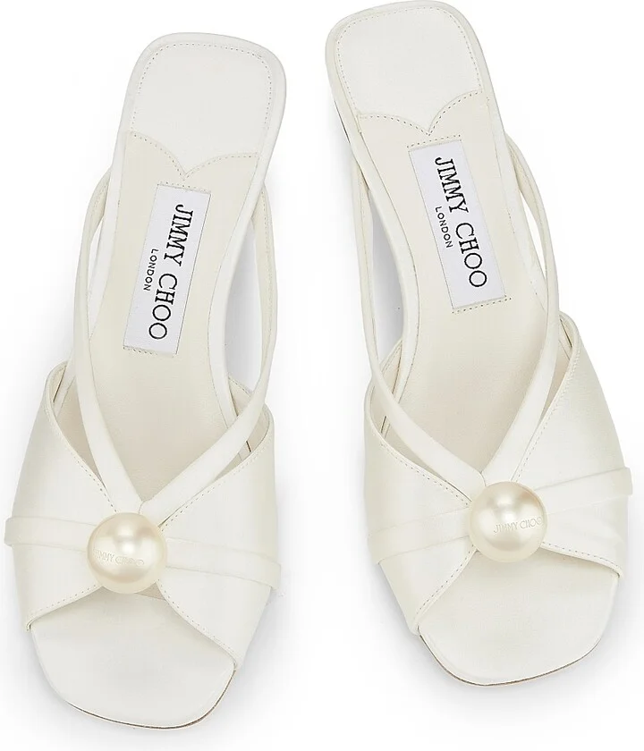 Women's Siva 50MM Satin Mules - Ivory White - Size 5 - Image 4