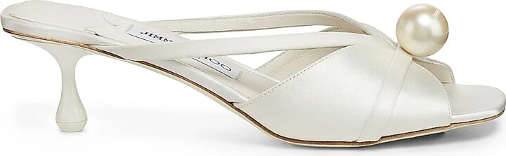 Women's Siva 50MM Satin Mules - Ivory White - Size 5