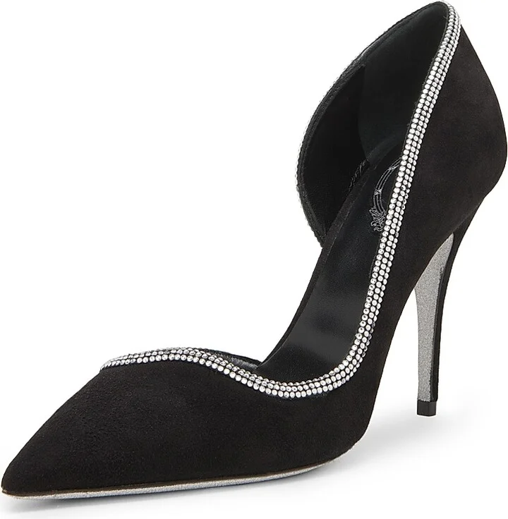 Women's Sky High 100MM Crystal-Embellished Suede Pumps - Black Suede Crystal Strass - Size 5 - Image 2