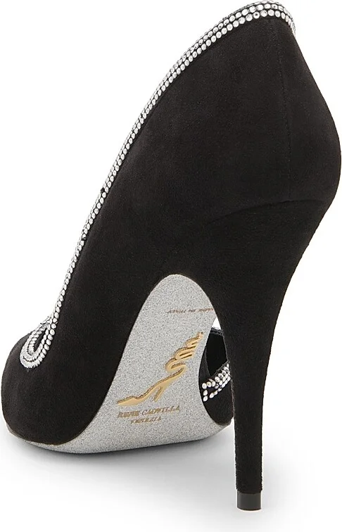 Women's Sky High 100MM Crystal-Embellished Suede Pumps - Black Suede Crystal Strass - Size 5 - Image 3