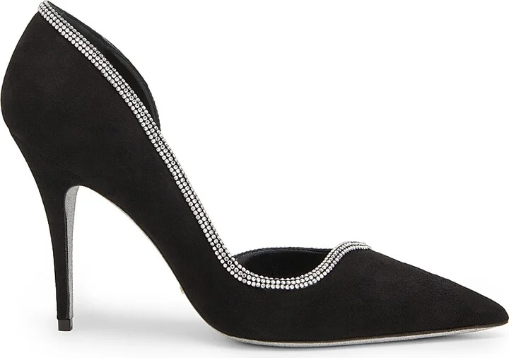 Women's Sky High 100MM Crystal-Embellished Suede Pumps - Black Suede Crystal Strass - Size 5