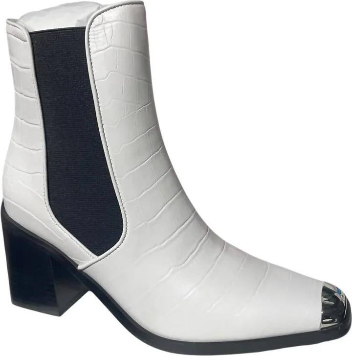 Women's Sky Ice Crocodile-Embossed Leather Mid-Calf Boots