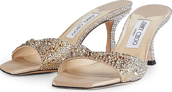 Women's Skye 70MM Crystal-Embellished Sandals - Gold Crystal - Size 5 - Image 2