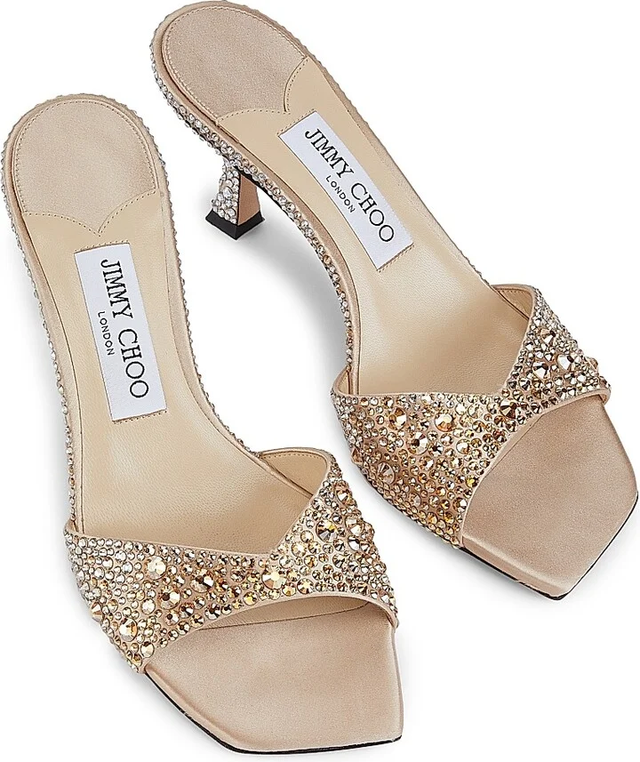 Women's Skye 70MM Crystal-Embellished Sandals - Gold Crystal - Size 5 - Image 4