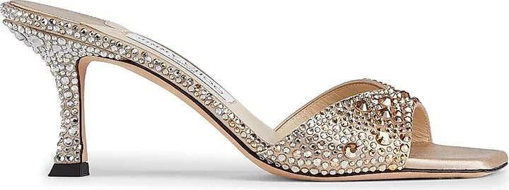 Women's Skye 70MM Crystal-Embellished Sandals - Gold Crystal - Size 5