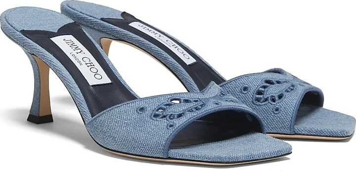 Women's Skye 70MM Embroidered Denim Sandals - Blue Haze - Size 5.5 - Image 2
