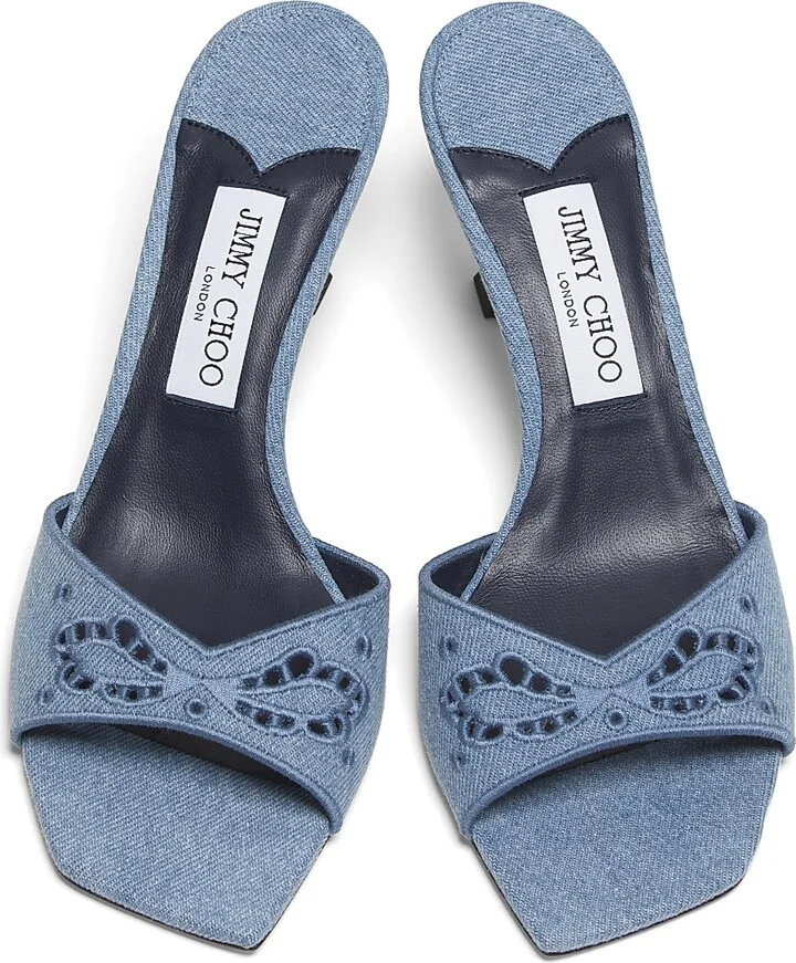 Women's Skye 70MM Embroidered Denim Sandals - Blue Haze - Size 5.5 - Image 4