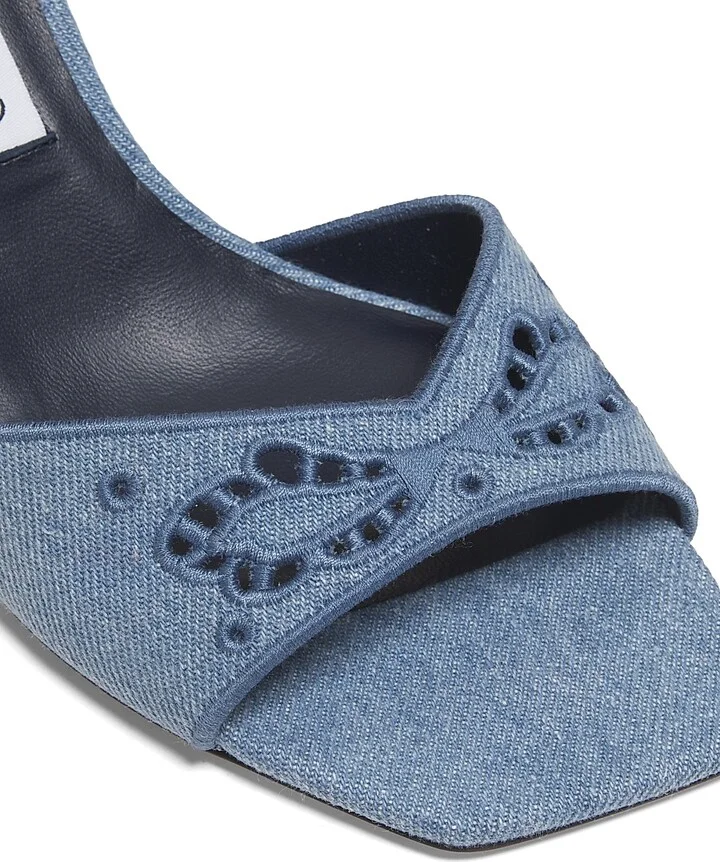 Women's Skye 70MM Embroidered Denim Sandals - Blue Haze - Size 5.5 - Image 5