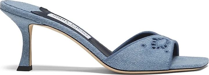 Women's Skye 70MM Embroidered Denim Sandals - Blue Haze - Size 5.5