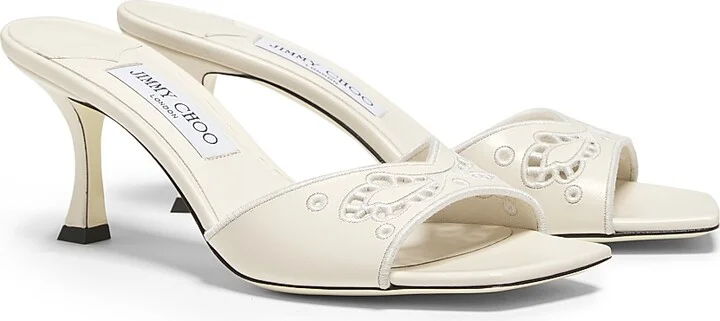 Women's Skye 70MM Embroidered Leather Mules - Latte - Size 5 - Image 2