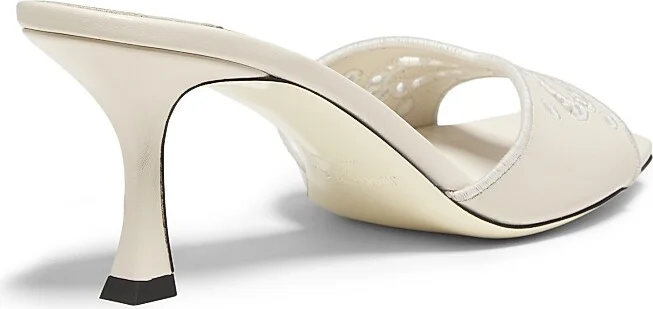 Women's Skye 70MM Embroidered Leather Mules - Latte - Size 5 - Image 3