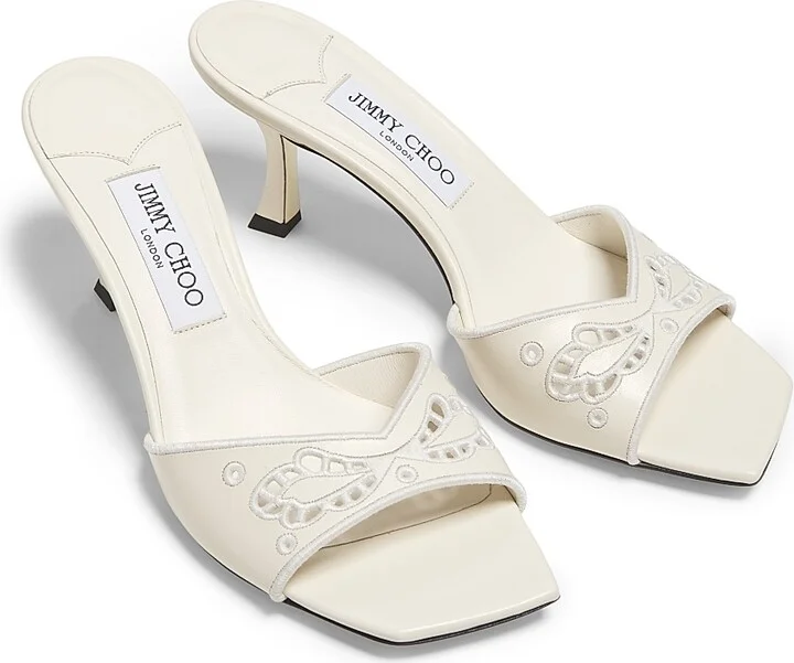 Women's Skye 70MM Embroidered Leather Mules - Latte - Size 5 - Image 4