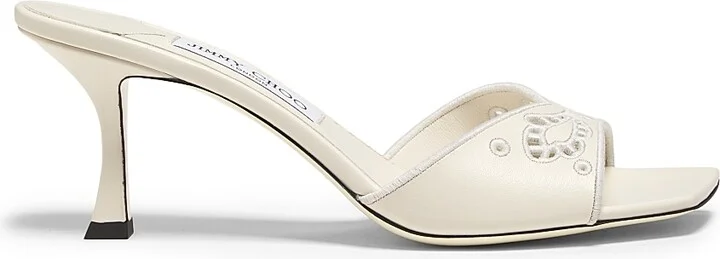 Women's Skye 70MM Embroidered Leather Mules - Latte - Size 5