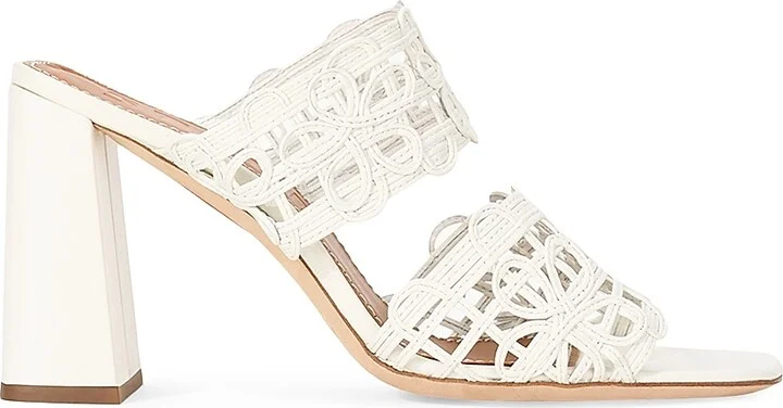 Women's Skylar 90MM Slip-On Leather Sandals - White - Size 6