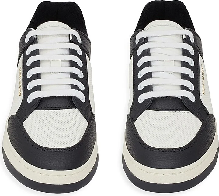 Women's SL/61 Low-top Sneakers in Grained Leather - White Black - Size 6 - Image 4