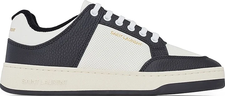 Women's SL/61 Low-top Sneakers in Grained Leather - White Black - Size 6