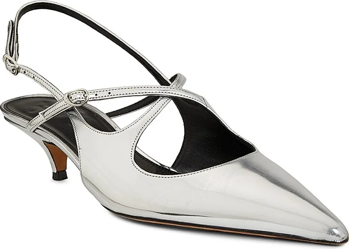 Women's Slash Crossover 40MM Metallic Kitten-Heel Pumps - Black - Size 6 - Image 7