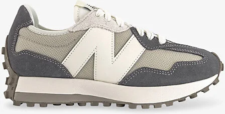 Womens Slate Grey White Off Whi 327 Suede and Mesh Low-Top Trainers 4.5