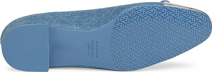 Women's Sleek Bow Denim Ballerina Flats - Black Silver - Size 12 - Image 9