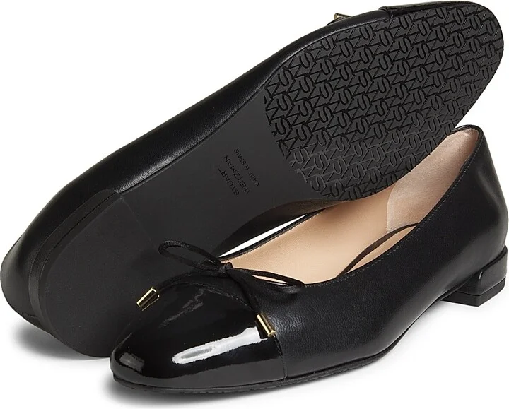 Women's Sleek Bow Leather Ballerina Flats - Black - Size 5 - Image 6