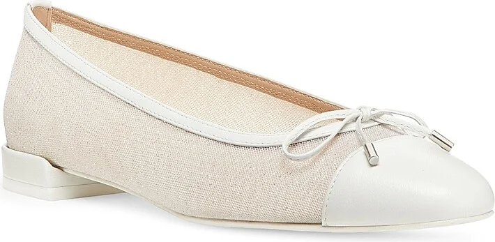 Women's Sleek Bow Leather-Trimmed Sparkle Mesh Flats - Black - Size 10 - Image 8