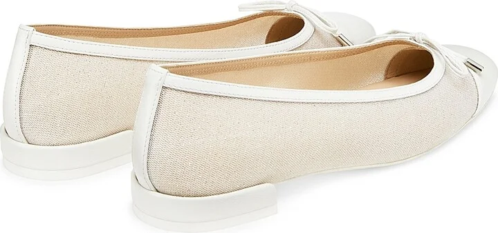 Women's Sleek Bow Leather-Trimmed Sparkle Mesh Flats - Black - Size 10 - Image 9