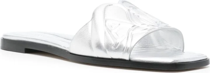 Women's Slide Sandals With Embossed Logo - Image 3