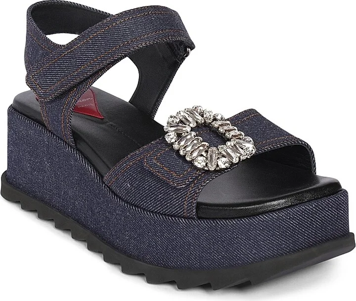 Women's Slidy Viv' Denim Wedge Sandals - Galassia - Size 5 - Image 2