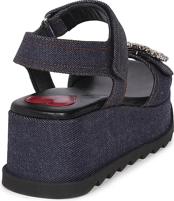 Women's Slidy Viv' Denim Wedge Sandals - Galassia - Size 5 - Image 3