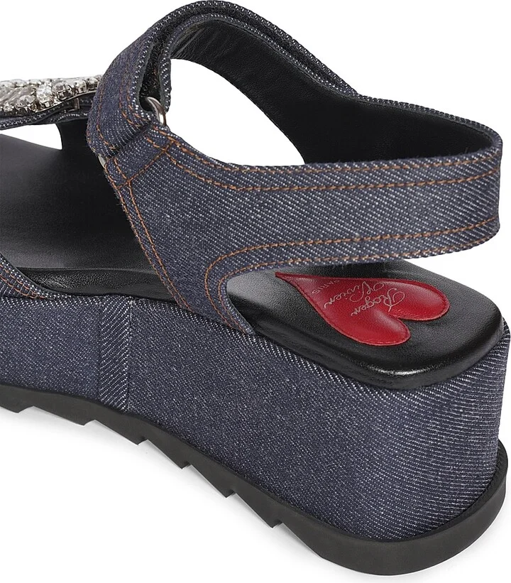 Women's Slidy Viv' Denim Wedge Sandals - Galassia - Size 5 - Image 6