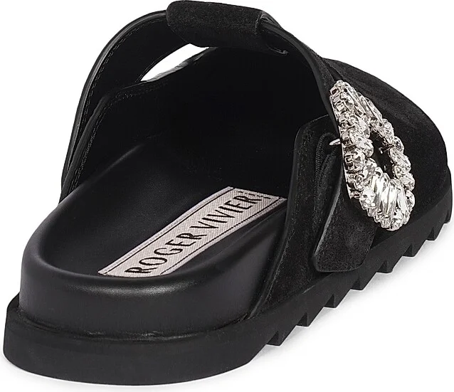 Women's Slidy Viv Embellished Suede Mules - Nero - Size 5 - Image 3