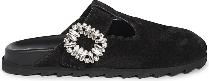 Women's Slidy Viv Embellished Suede Mules - Nero - Size 5