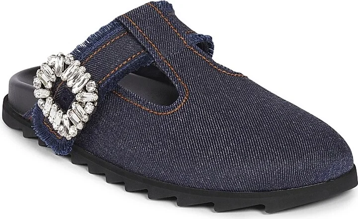 Women's Slidy Viv Embellished T-Strap Denim Mules - Galassia - Size 6 - Image 2