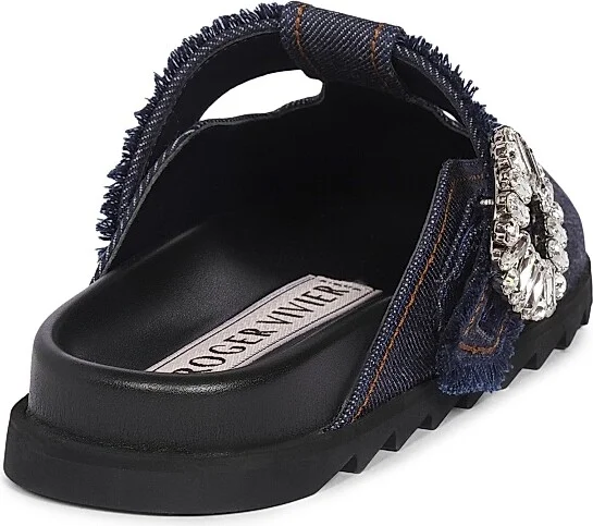 Women's Slidy Viv Embellished T-Strap Denim Mules - Galassia - Size 6 - Image 3